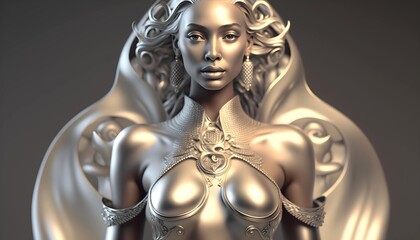 Statue in the form of a divine feminine god. Generative AI.