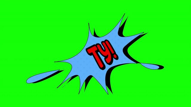 cartoon ty Comic Bubble speech loop Animation video transparent background with alpha channel.