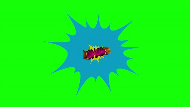 cartoon wham Comic Bubble speech loop Animation video transparent background with alpha channel.