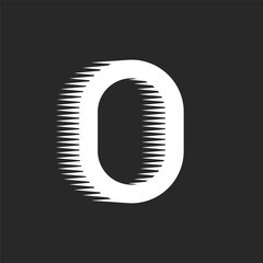 Monogram letter O or number zero logo with fast motion effect, identity creative tech white logotype rounded isometric shape, oval geometric symbol speed effect.