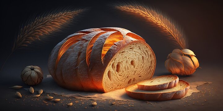 Artistic, baked bread that tastes great and looks great thanks to its all-natural Generative AI