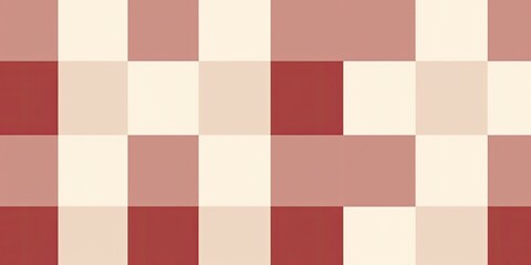 Seamless retro gingham checker plaid square pattern in a faded vintage red and beige cream palette , ai generated