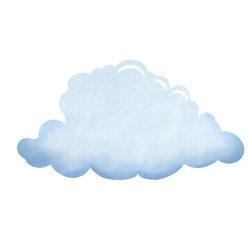 Blue Watercolor cute cloud.