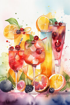 Summer Drinks - Watercolour