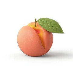 fruit peach, cute, emoji, isolated on white background, generative ai
