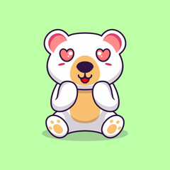 Vector bear sitting shocked cute creative kawaii cartoon mascot