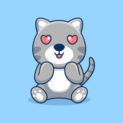 Vector cat sitting shocked cute creative kawaii cartoon mascot