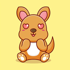 Vector kangaroo sitting shocked cute creative kawaii cartoon mascot