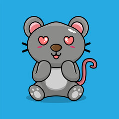 Vector mouse sitting shocked cute creative kawaii cartoon mascot