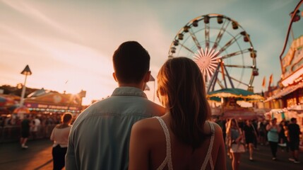 Fototapeta premium beautiful couple in a fair, generative ai