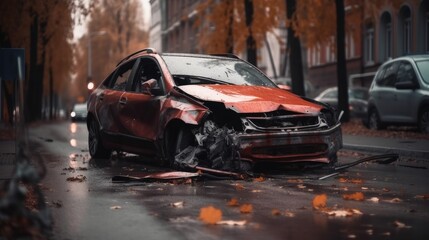 car crash accident on street. generative ai
