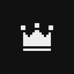 Obraz premium Crown with jewel. Pixel art icon. Flat style. 8-bit. Sticker design. Isolated vector illustration.