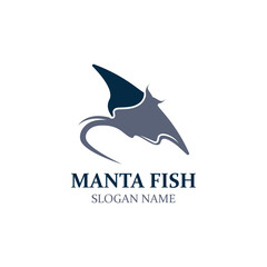 Manta fish or stingray logo design vector vintage illustration skate fish ocean