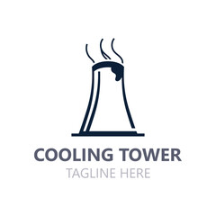 Nuclear cooling power plant vector icon. Factory sign. Industry symbol. Simple isolated logo