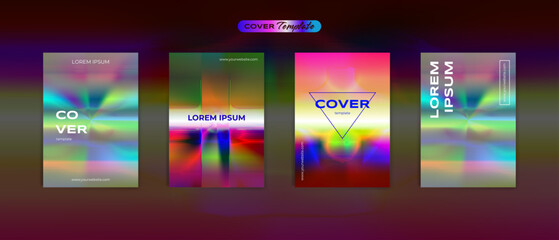 Fototapeta premium Cover design futuristic 80s retro focus vibrant back to the future theme collection vector background for flyers, banners, posters, invitations, gift cards, brochures
