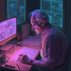 Grandfather's art space. Generative AI.