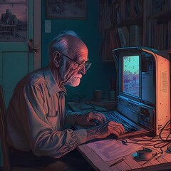 Grandfather's art space. Generative AI.