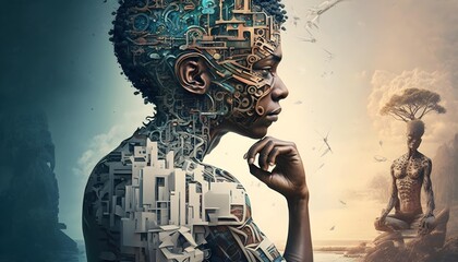 AI imagining himself. Generative AI.