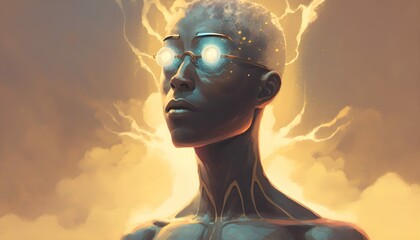 AI imagining himself. Generative AI.