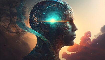 AI imagining himself. Generative AI.