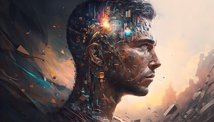 AI imagining himself. Generative AI.
