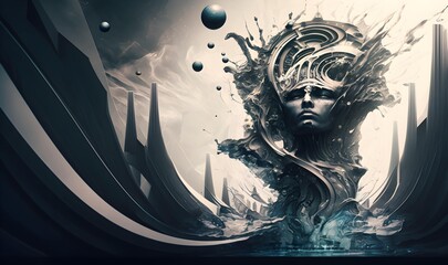 AI robots that become one with the galaxy. Generative AI.