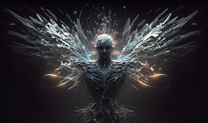 AI robots that become one with the galaxy. Generative AI.