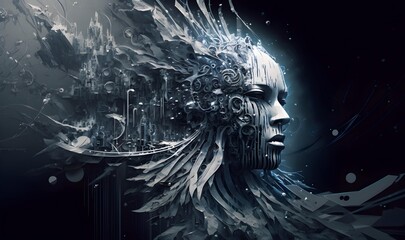 AI robots that become one with the galaxy. Generative AI.