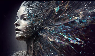 AI robots that become one with the galaxy. Generative AI.