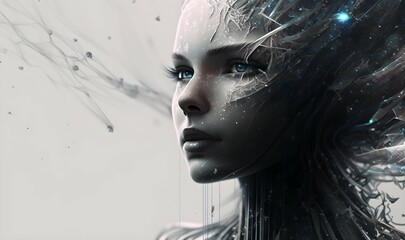 AI robots that become one with the galaxy. Generative AI.