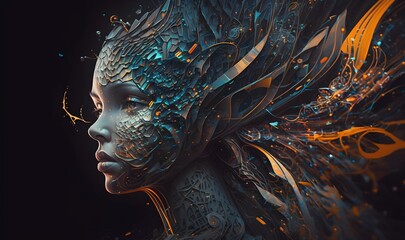 AI robots that become one with the galaxy. Generative AI.