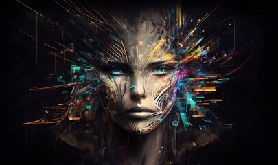 AI robots that become one with the galaxy. Generative AI.