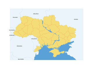 Fototapeta na wymiar Ukraine map. european countries vector detail map