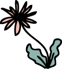 Hand drawn flower in simple doodle style. Perfect for tee, stickers, poster, card. 
