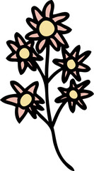 Hand drawn flower in simple doodle style. Perfect for tee, stickers, poster, card. 
