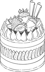 hand drawn strawberry theme cake 