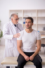 Young male patient visiting old male doctor