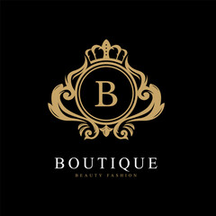 Luxury Logo template flourishes calligraphic elegant ornament lines. identity for Restaurant, Royalty, Boutique, Cafe, Hotel, Heraldic, Jewelry, Fashion and other