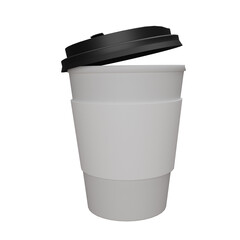 3d rendering  empty white coffee cups for mock up, png transparent background file	
