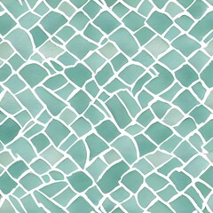 Fototapeta na wymiar seamless pattern with fish scales, green watercolor seamless pattern, green mosaic on white background, generative ai