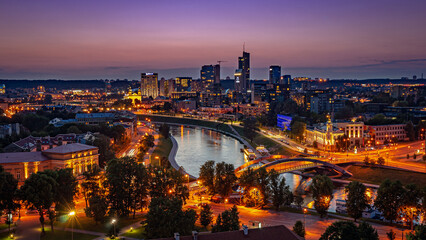 Sunset over the city of Vilnius, Lithuania
