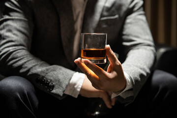 Barman pouring whiskey whiskey glass beautiful night