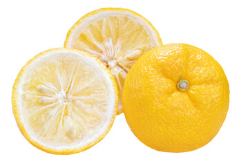 Yuzu Orange fruit on White backghround. Sweet Yuzu Orange fruit isolate on white PNG File.