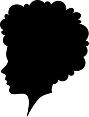 Minimalist Woman With Afro Hair Style Silhouette Vector Illustration