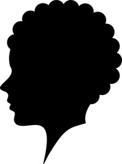 Minimalist Woman With Afro Hair Style Silhouette Vector Illustration