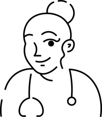 Obraz premium Minimalist Female Doctor Outline Vector Illustration