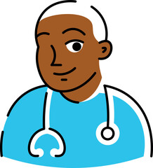 Minimalist Black Male Doctor Character Flat Vector Illustration - Diversity