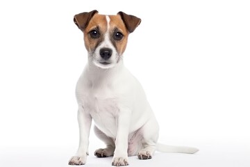 Jack Russell Terrier dog isolated on white background. Generative AI