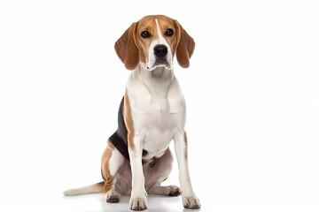 American Foxhound dog isolated on white background. Generative AI