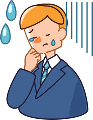 落ち込んでいるビジネスマンの男性のイラスト_かわいい